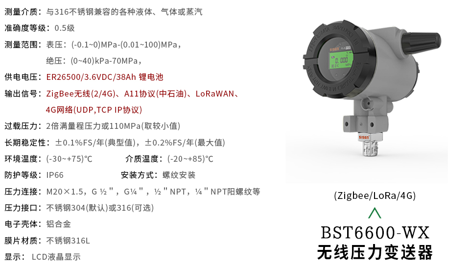 BST6600-WX無(wú)線(xiàn)壓力變送器