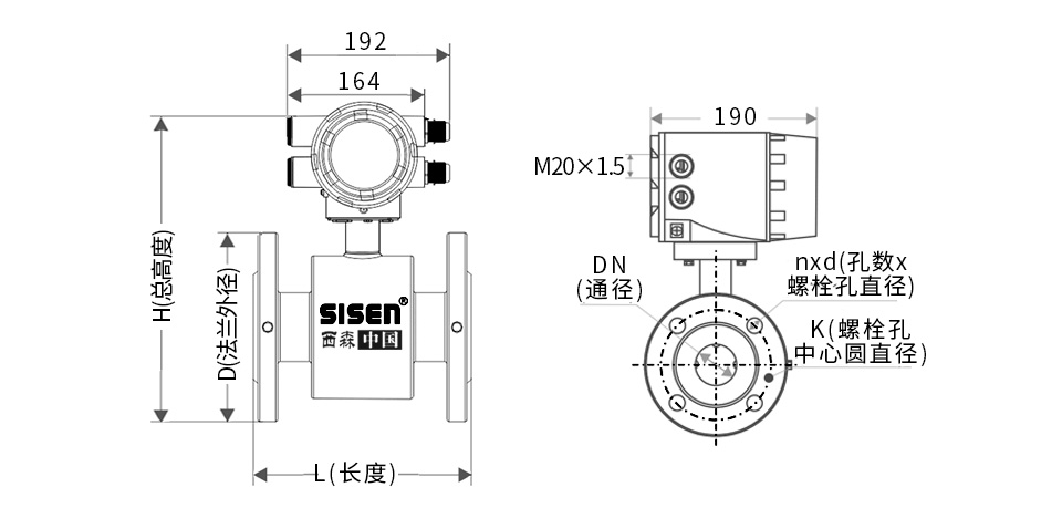防爆型電磁流量計尺寸